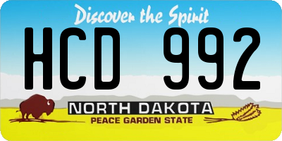 ND license plate HCD992