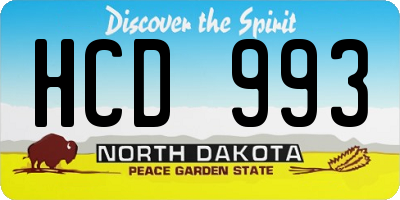 ND license plate HCD993