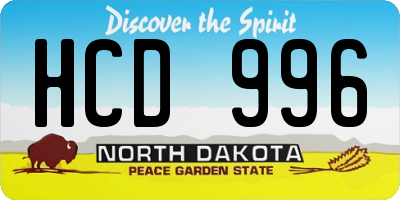 ND license plate HCD996