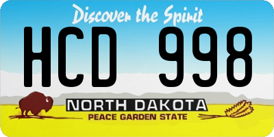 ND license plate HCD998