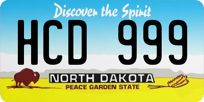 ND license plate HCD999