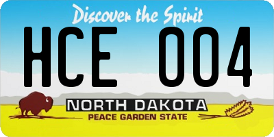 ND license plate HCE004