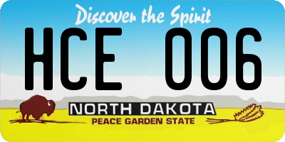 ND license plate HCE006