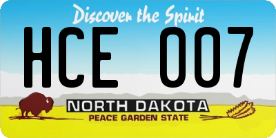 ND license plate HCE007