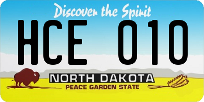 ND license plate HCE010