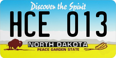 ND license plate HCE013