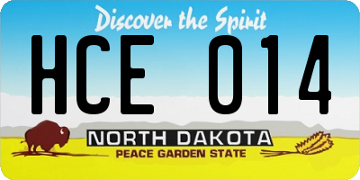 ND license plate HCE014