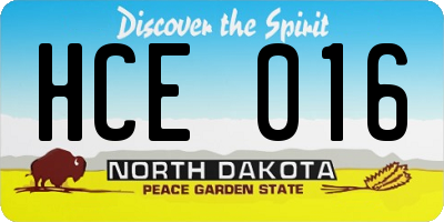 ND license plate HCE016