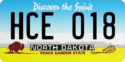 ND license plate HCE018