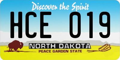 ND license plate HCE019