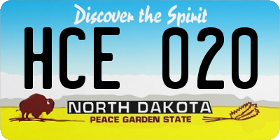 ND license plate HCE020