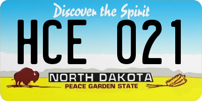 ND license plate HCE021