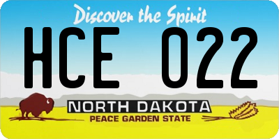 ND license plate HCE022
