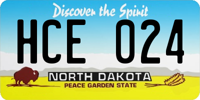 ND license plate HCE024