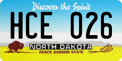 ND license plate HCE026