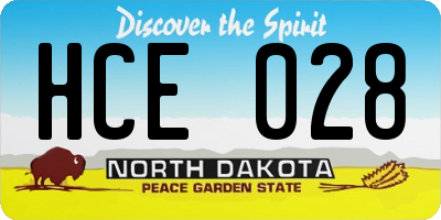 ND license plate HCE028