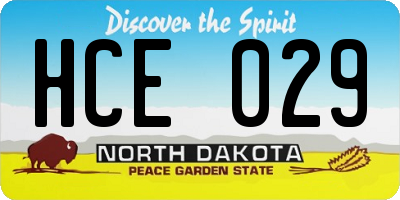 ND license plate HCE029