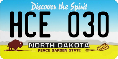 ND license plate HCE030