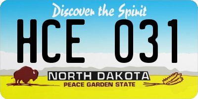 ND license plate HCE031