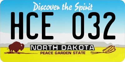 ND license plate HCE032