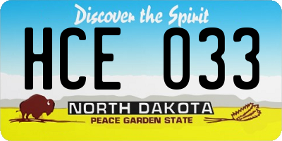 ND license plate HCE033