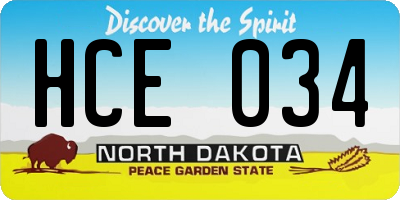 ND license plate HCE034