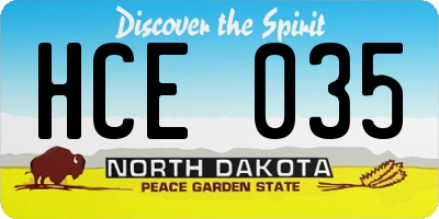 ND license plate HCE035