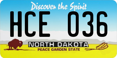 ND license plate HCE036