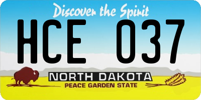 ND license plate HCE037