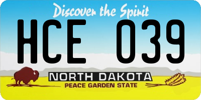 ND license plate HCE039