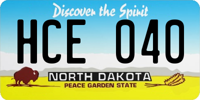 ND license plate HCE040