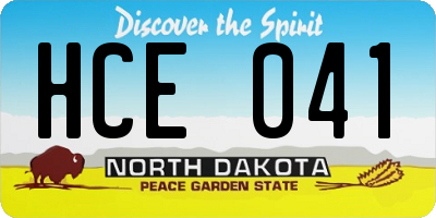 ND license plate HCE041