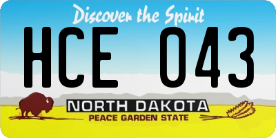 ND license plate HCE043