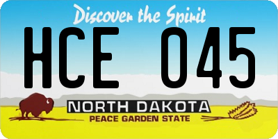 ND license plate HCE045