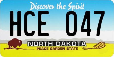 ND license plate HCE047