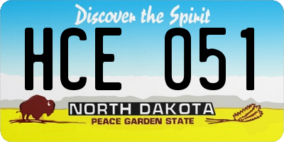 ND license plate HCE051