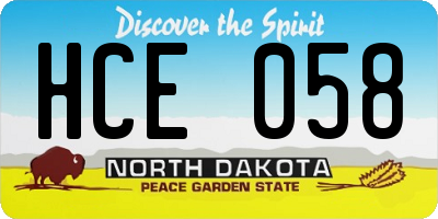 ND license plate HCE058