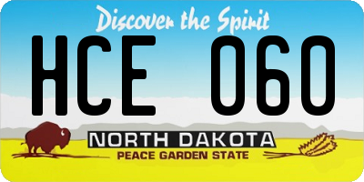 ND license plate HCE060