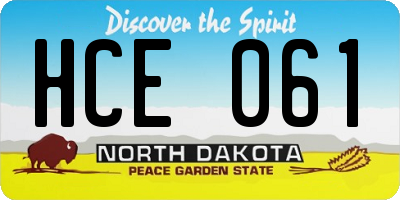 ND license plate HCE061