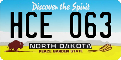 ND license plate HCE063