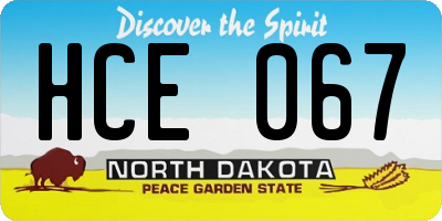 ND license plate HCE067