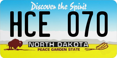 ND license plate HCE070