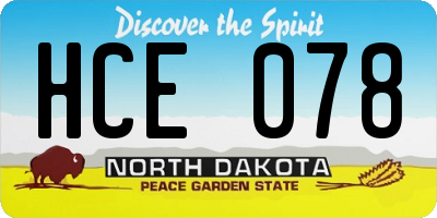 ND license plate HCE078