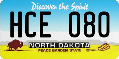 ND license plate HCE080