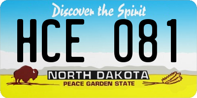 ND license plate HCE081