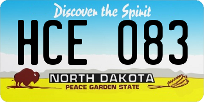 ND license plate HCE083