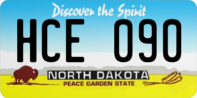 ND license plate HCE090