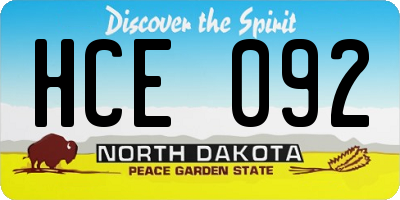 ND license plate HCE092