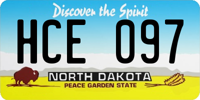 ND license plate HCE097