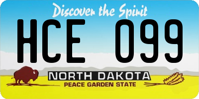 ND license plate HCE099